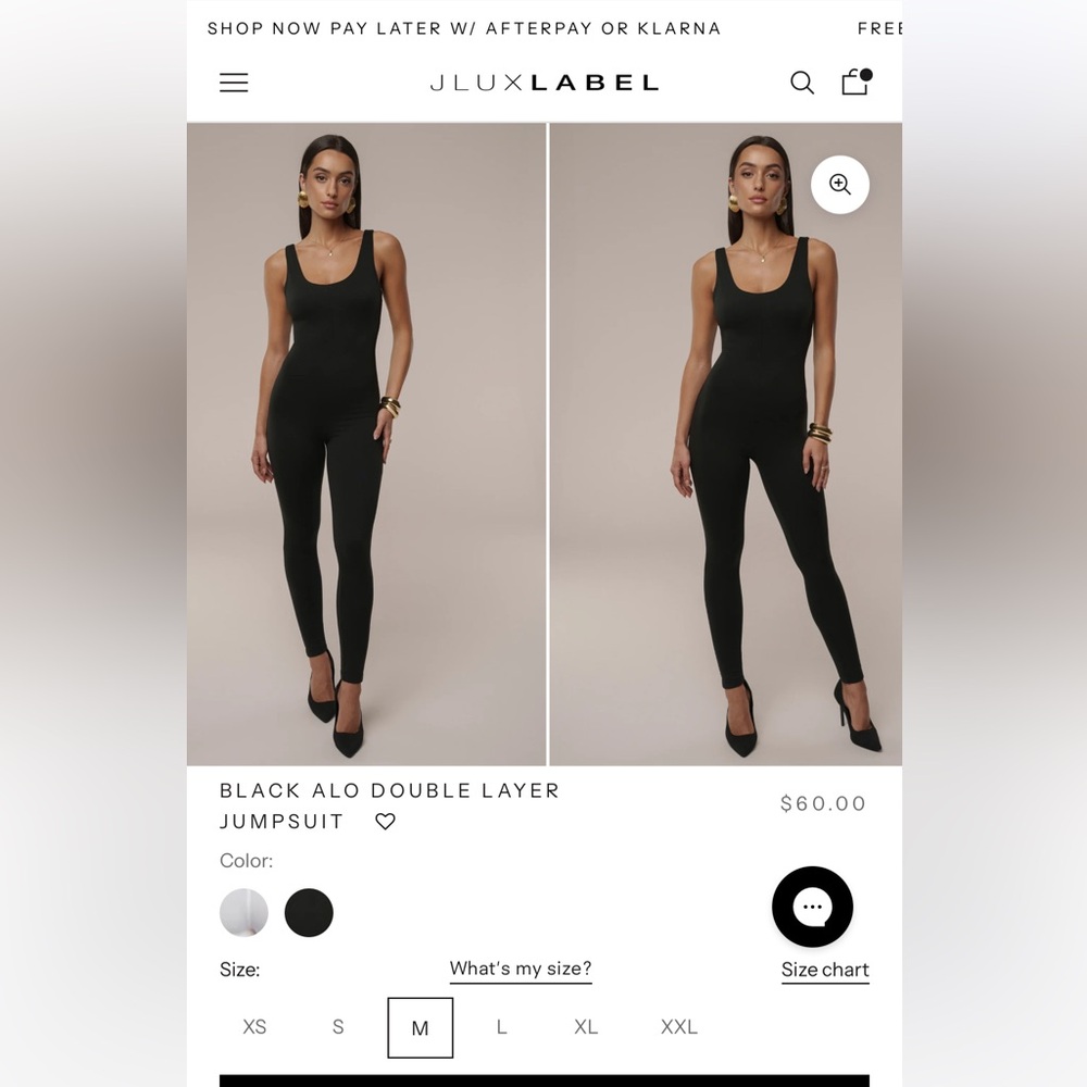 JLUX LABEL Black Alo Double Layer Jumpsuit